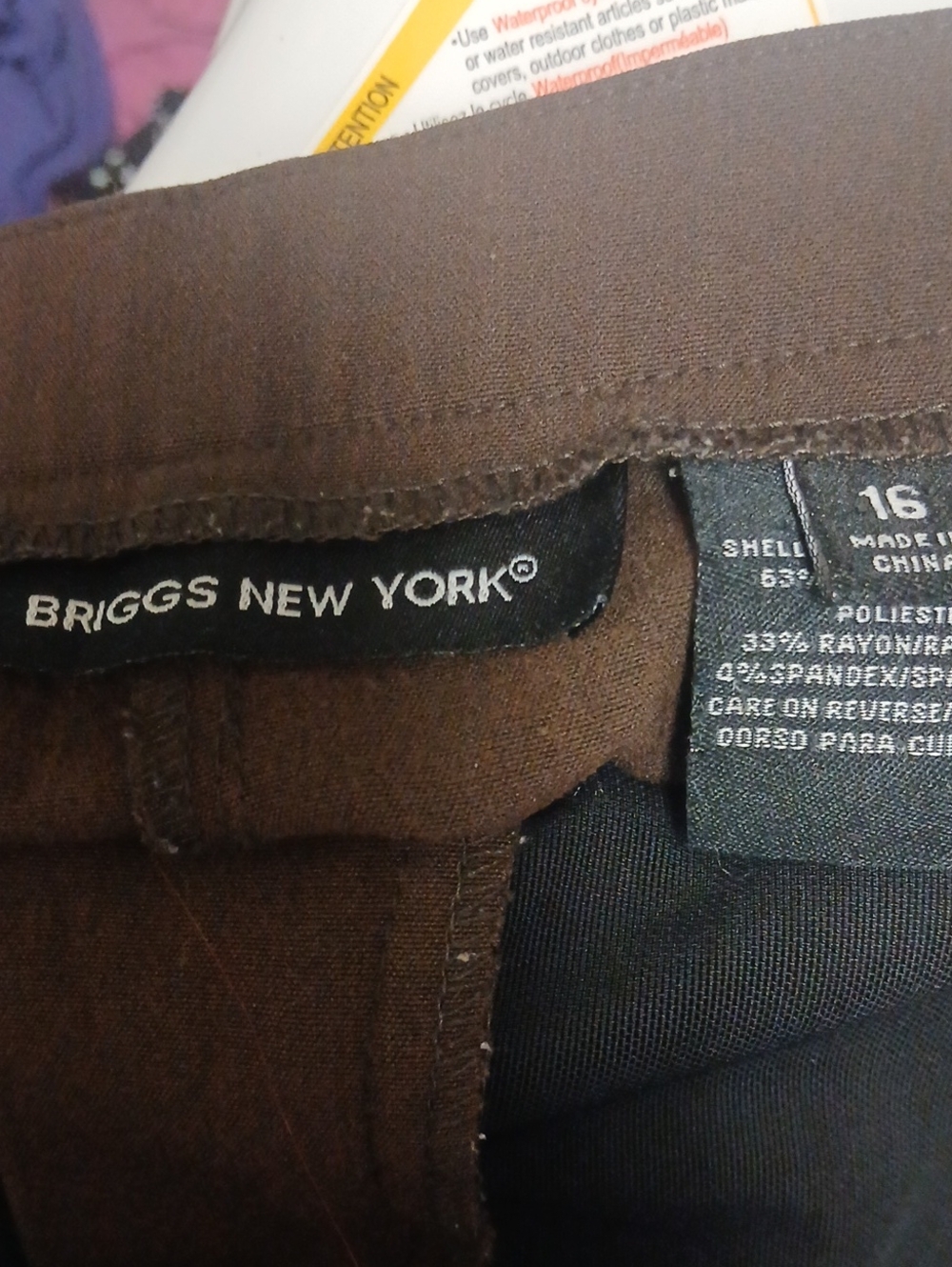 Briggs New York Brown Pull-On Dress Pants Size 16 Career Stretch Slacks - Picture 5 of 9